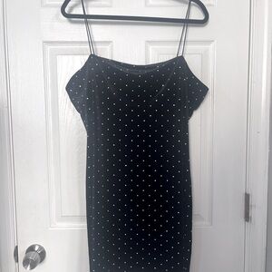 Black Velvet Rhinestoned Mini Dress- barely worn H&M